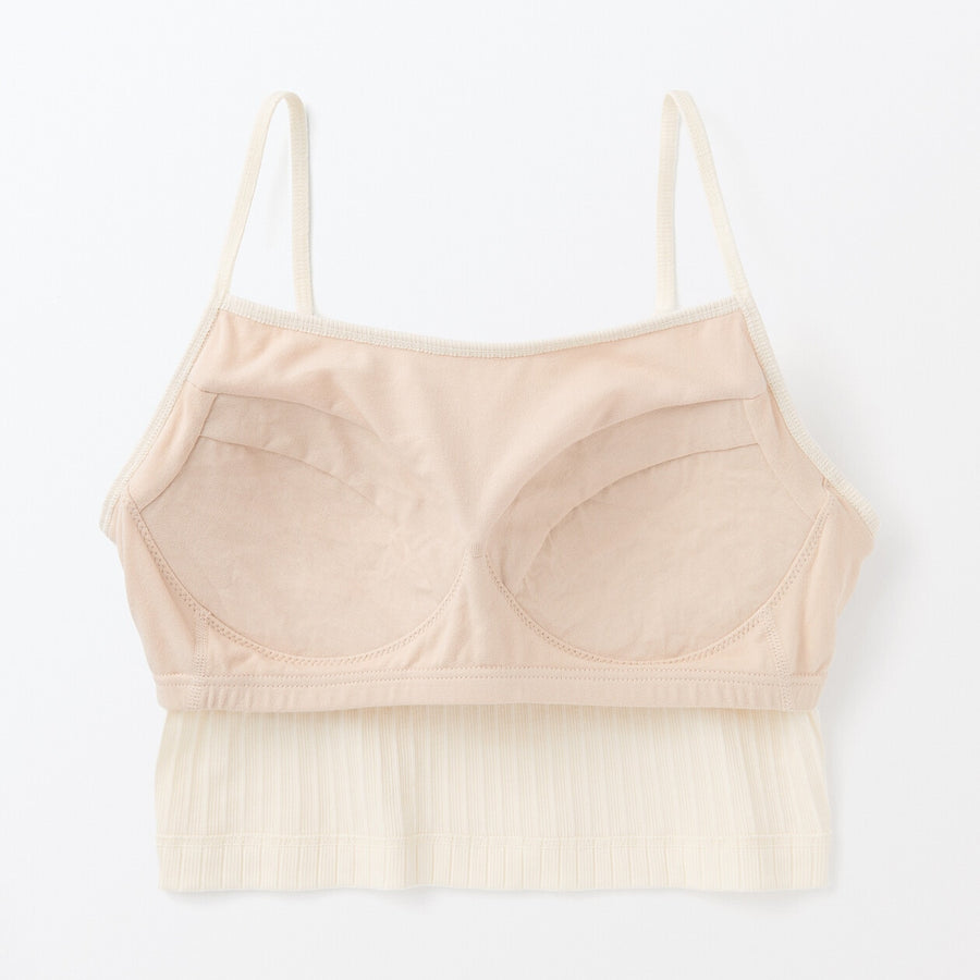W's Cotton stretch ribbed cropped bra camisole Black