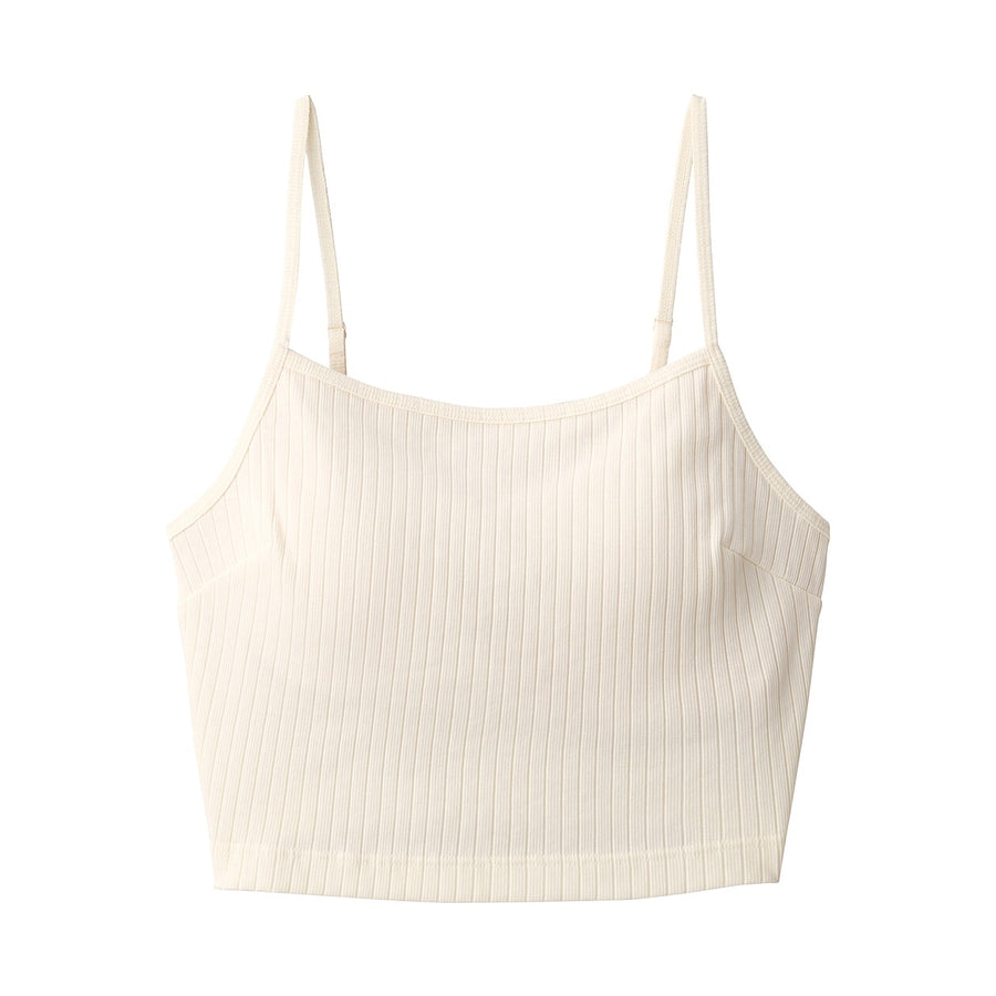 W's Cotton stretch ribbed cropped bra camisole Black