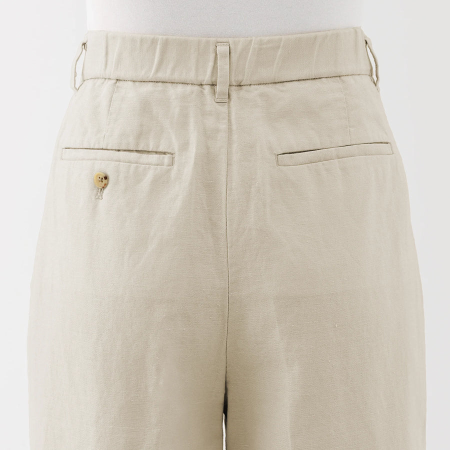 Hemp Blend Twill Darted Wide Pants