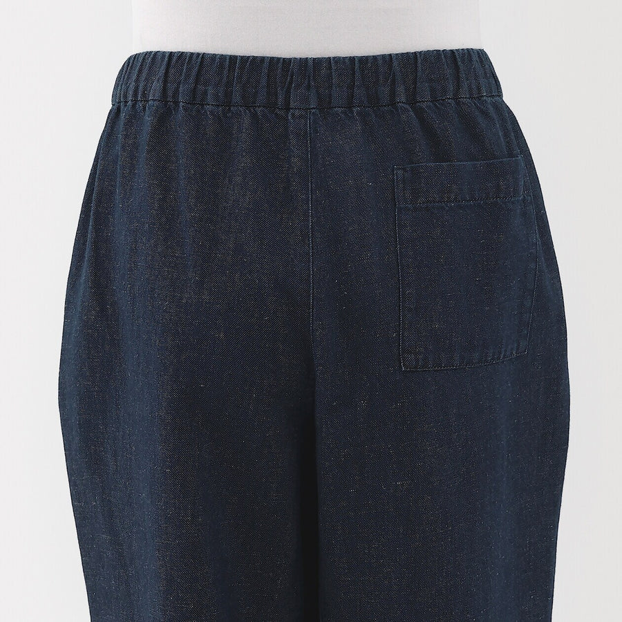 W's Cotton linen denim Easy wide pants Dark NavyXS