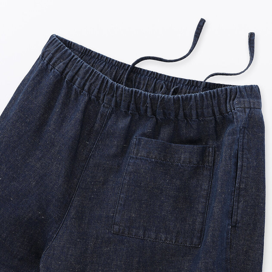 W's Cotton linen denim Easy wide pants Dark NavyXS