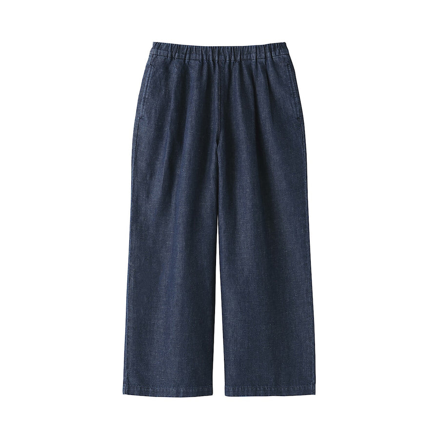 W's Cotton linen denim Easy wide pants Dark NavyXS