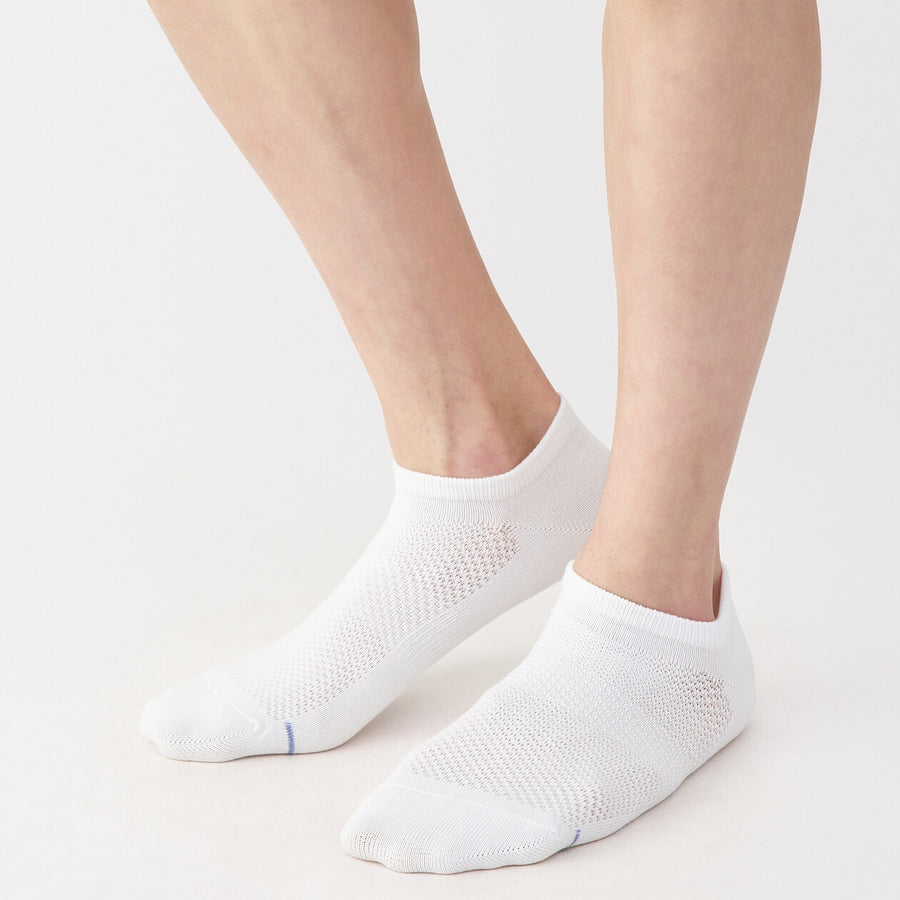 M's Right angle breathable cotton sneaker socksWhite25-27cm