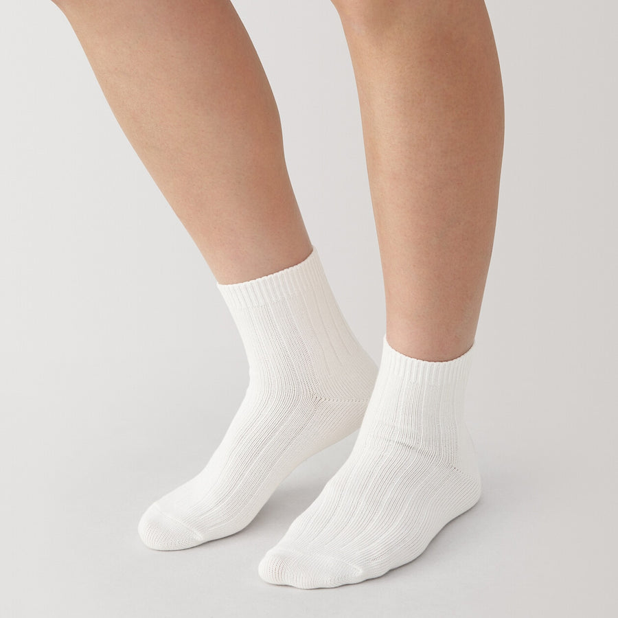 W's right angle strech top ribbed short socksOffWhite21-23cm (AU W 2-4)