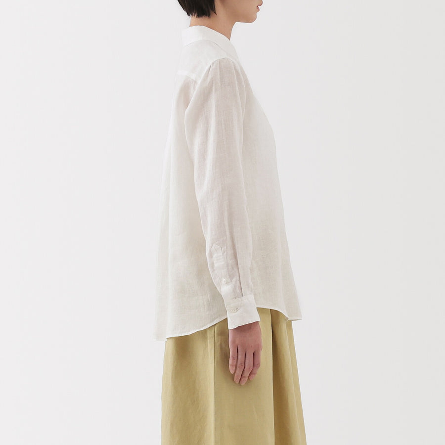 W's Washed linen Regular collar L/S shirtWhiteXS