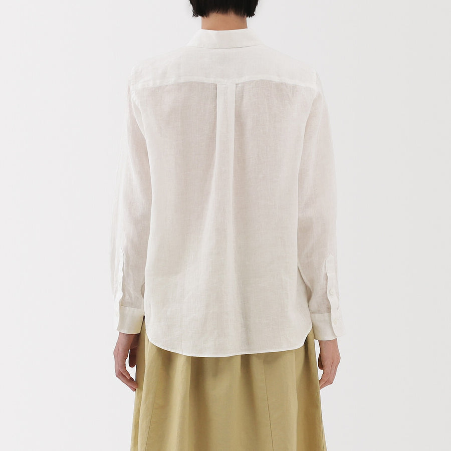 W's Washed linen Regular collar L/S shirtWhiteXS