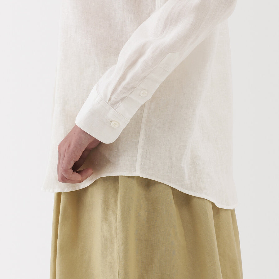 W's Washed linen Regular collar L/S shirtWhiteXS