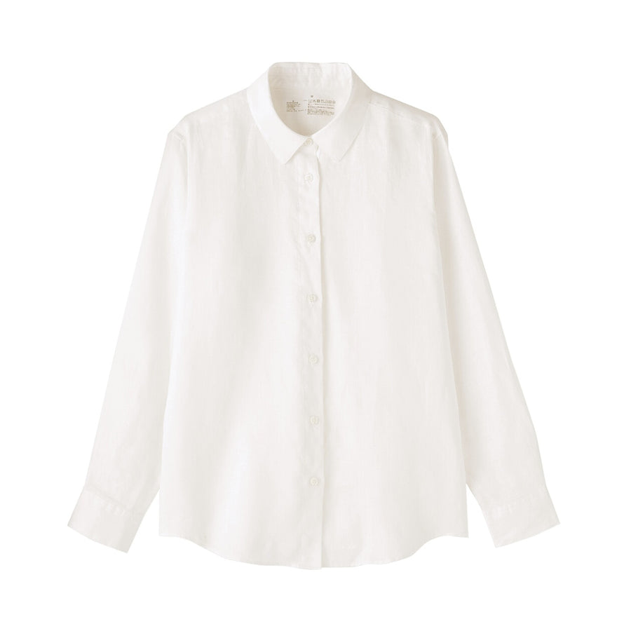 W's Washed linen Regular collar L/S shirtWhiteXS