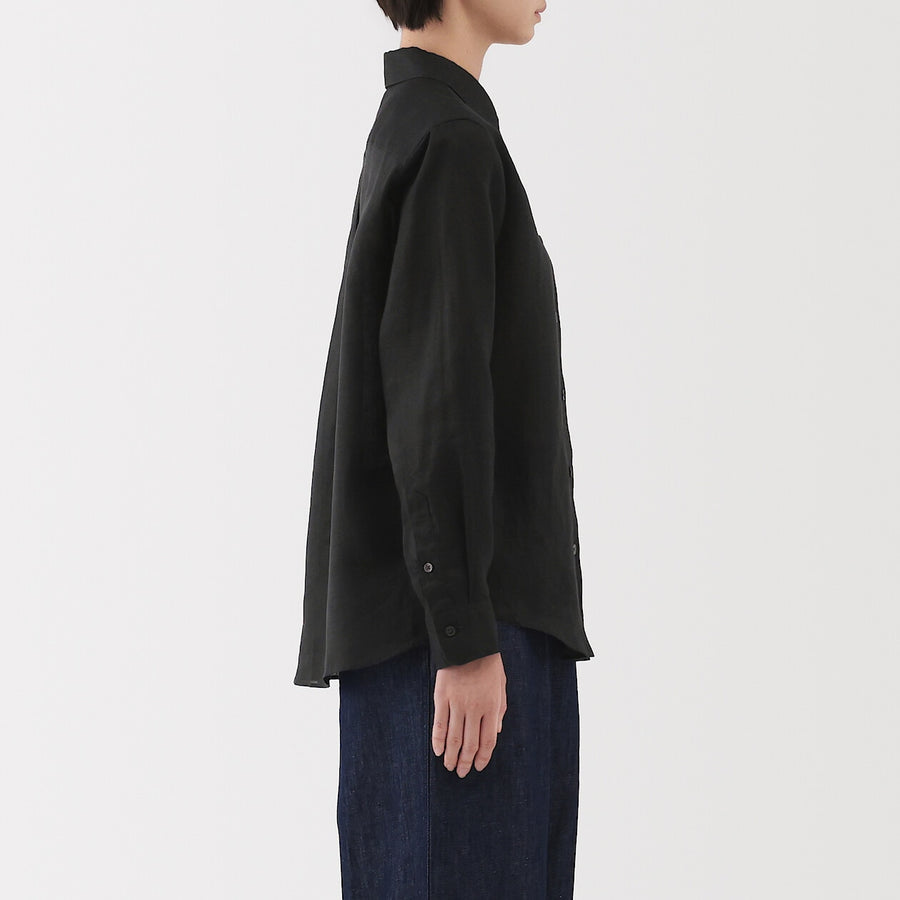 W's Washed linen Regular collar L/S shirtWhiteXS