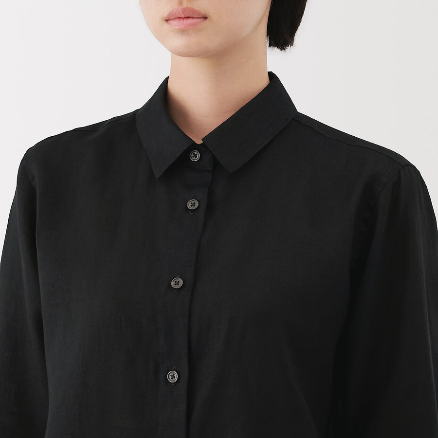 W's Washed linen Regular collar L/S shirtWhiteXS