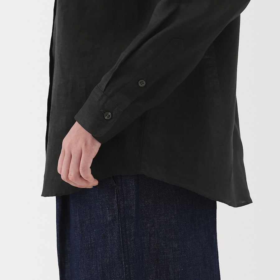 W's Washed linen Regular collar L/S shirtWhiteXS