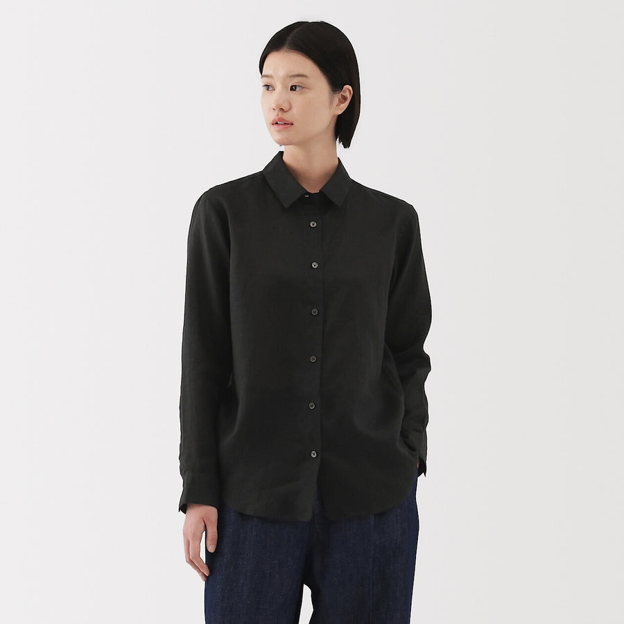 W's Washed linen Regular collar L/S shirtWhiteXS