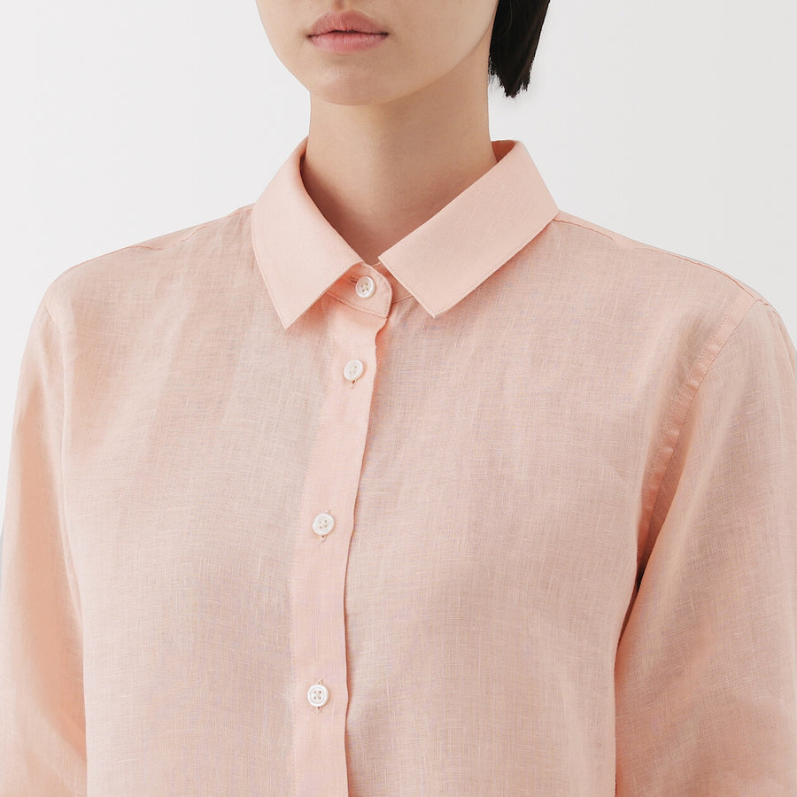 W's Washed linen Regular collar L/S shirtWhiteXS