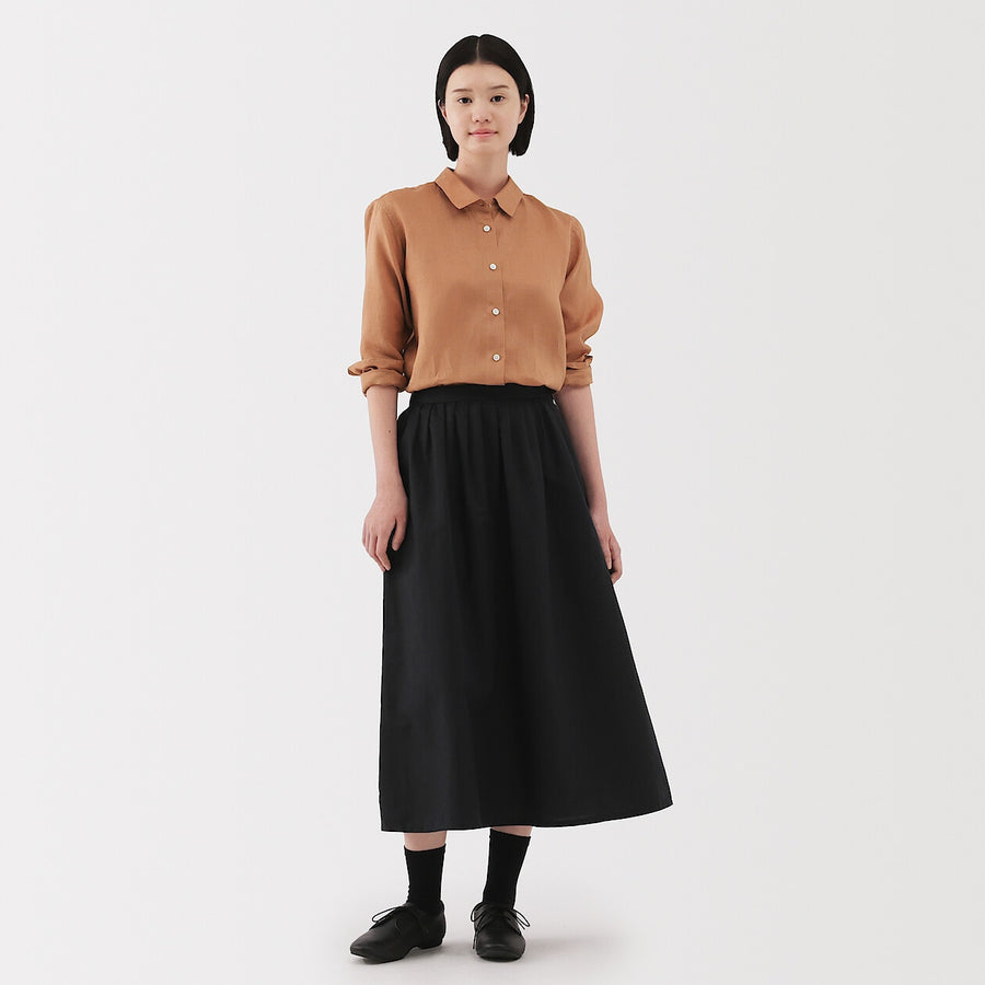 W's Washed linen Regular collar L/S shirtWhiteXS