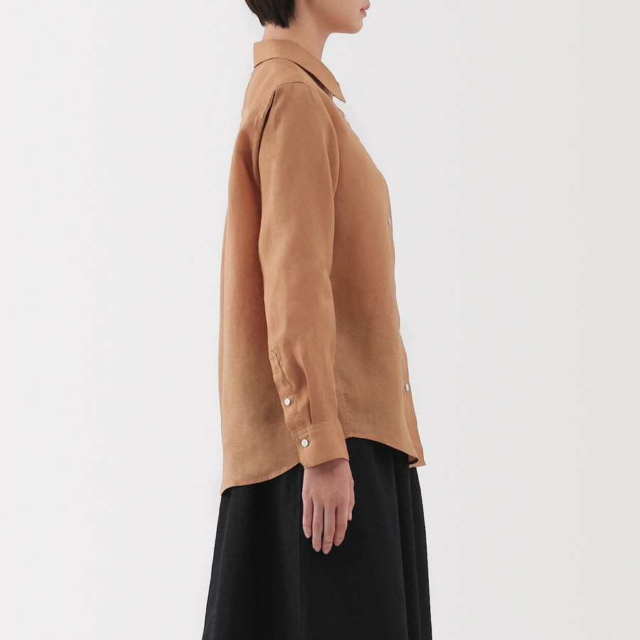 W's Washed linen Regular collar L/S shirtWhiteXS