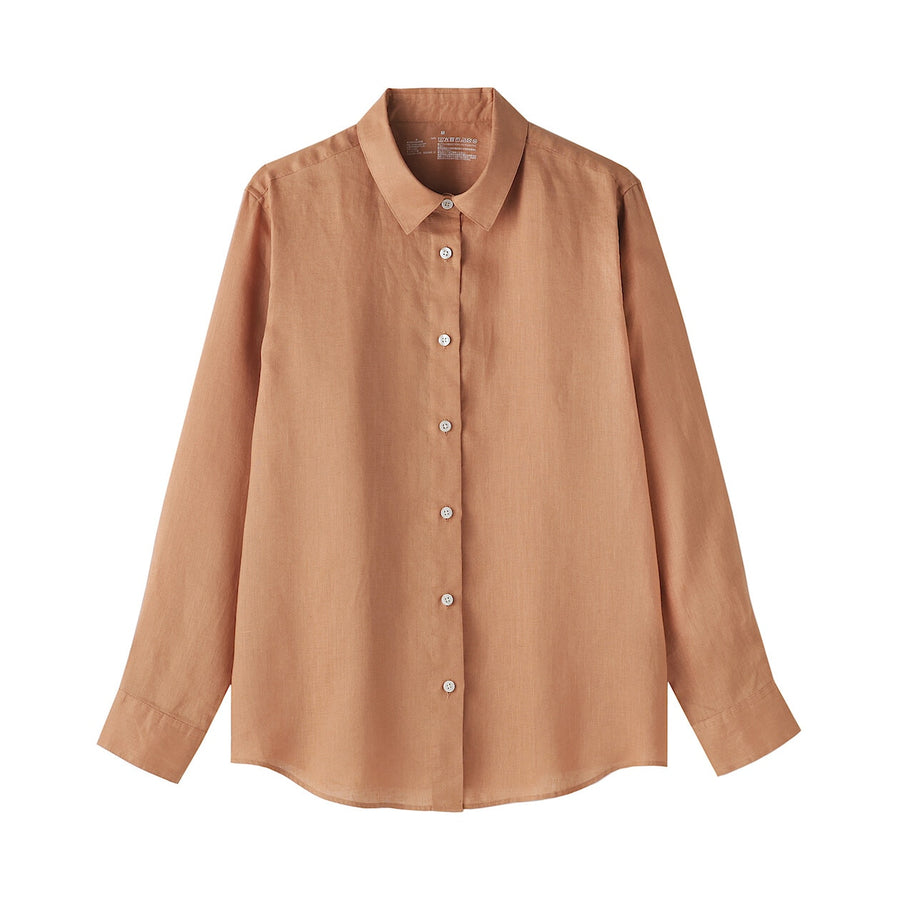W's Washed linen Regular collar L/S shirtWhiteXS