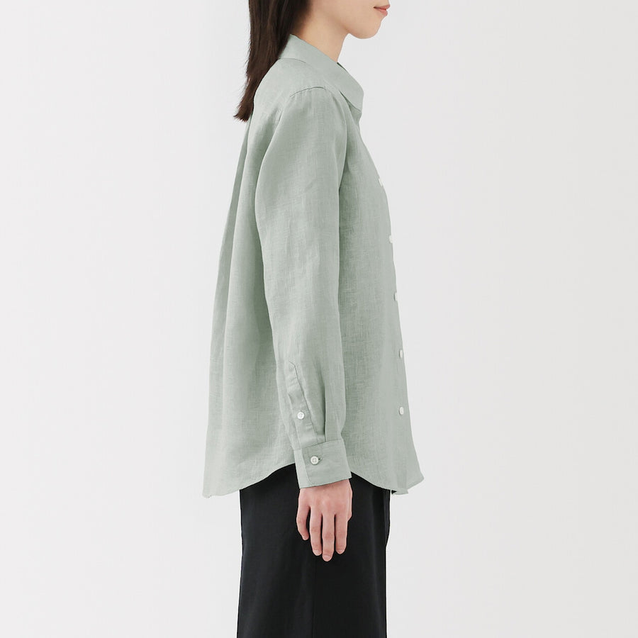 W's Washed linen Regular collar L/S shirtWhiteXS