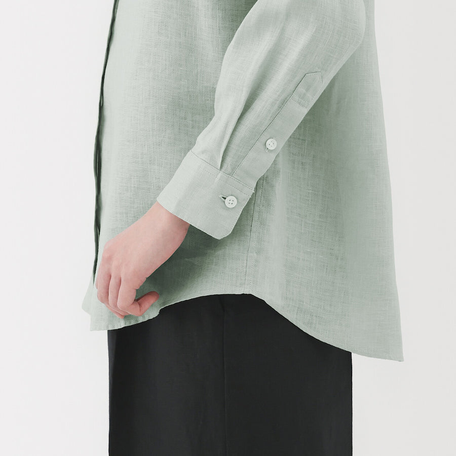 W's Washed linen Regular collar L/S shirtWhiteXS