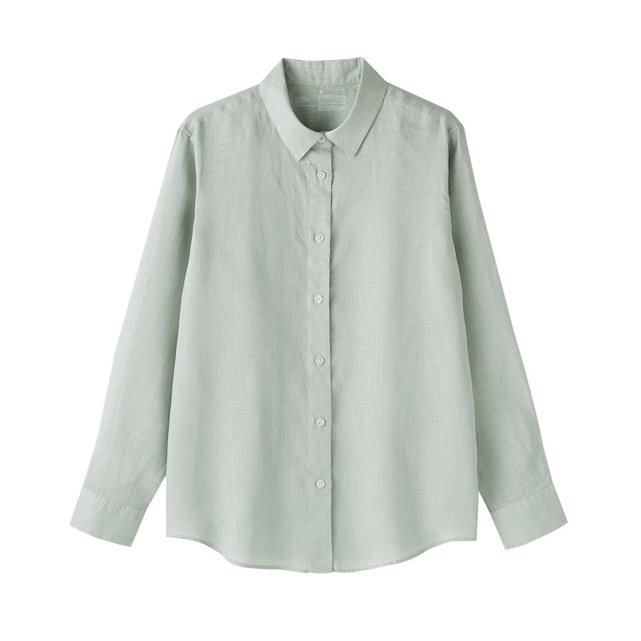W's Washed linen Regular collar L/S shirtWhiteXS