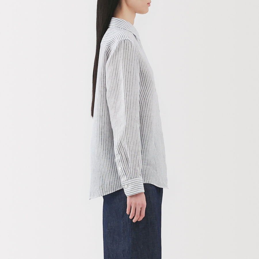 W's Washed linen Regular collar L/S shirtWhiteXS