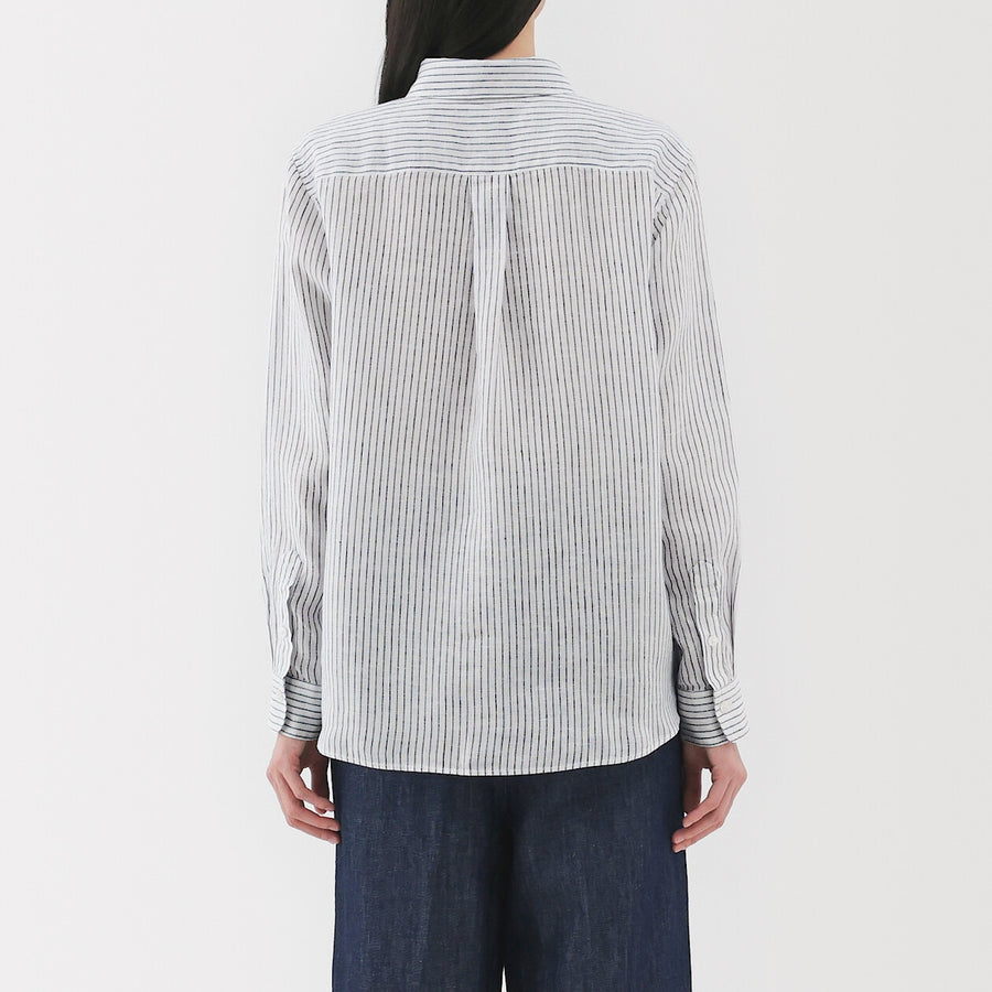W's Washed linen Regular collar L/S shirtWhiteXS