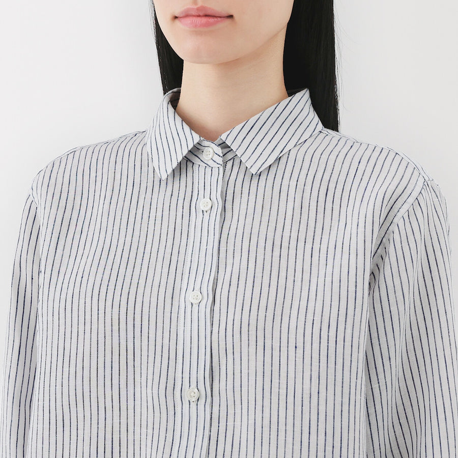 W's Washed linen Regular collar L/S shirtWhiteXS