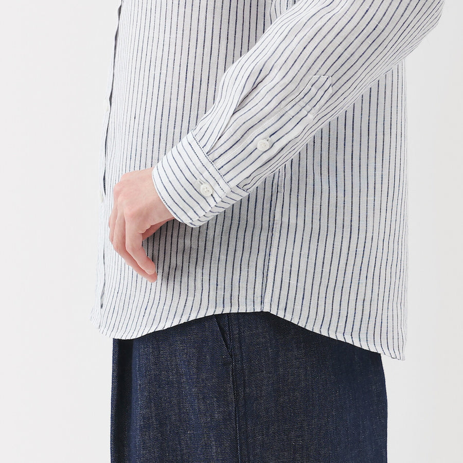 W's Washed linen Regular collar L/S shirtWhiteXS