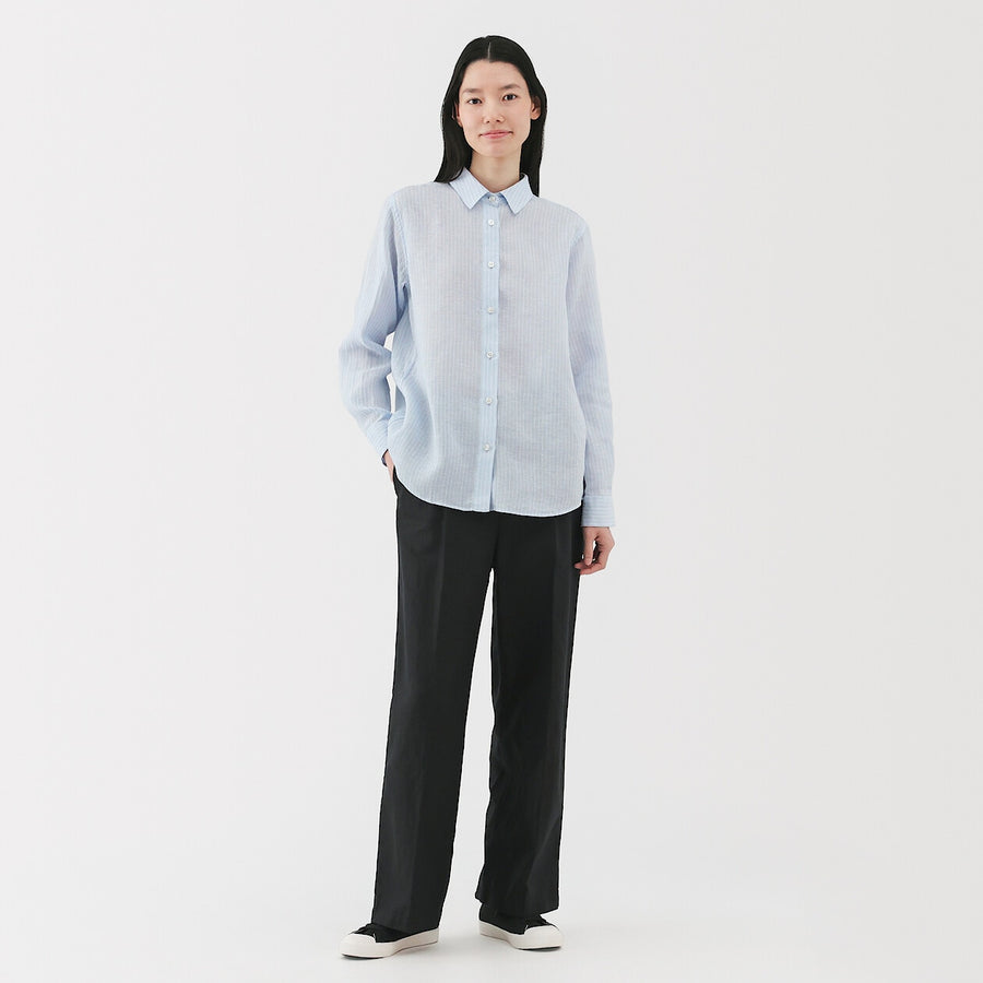 W's Washed linen Regular collar L/S shirtWhiteXS