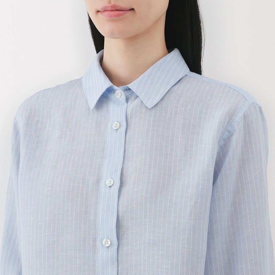 W's Washed linen Regular collar L/S shirtWhiteXS
