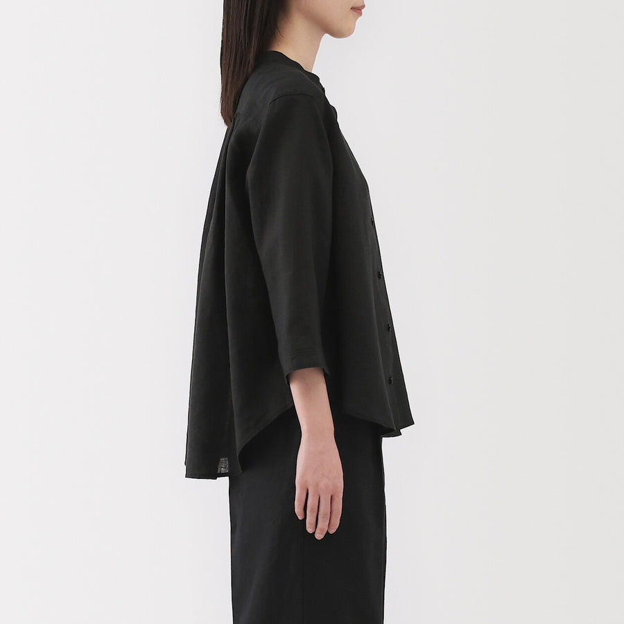 W's Washed linen 3/4 sleeve blouse WhiteXS