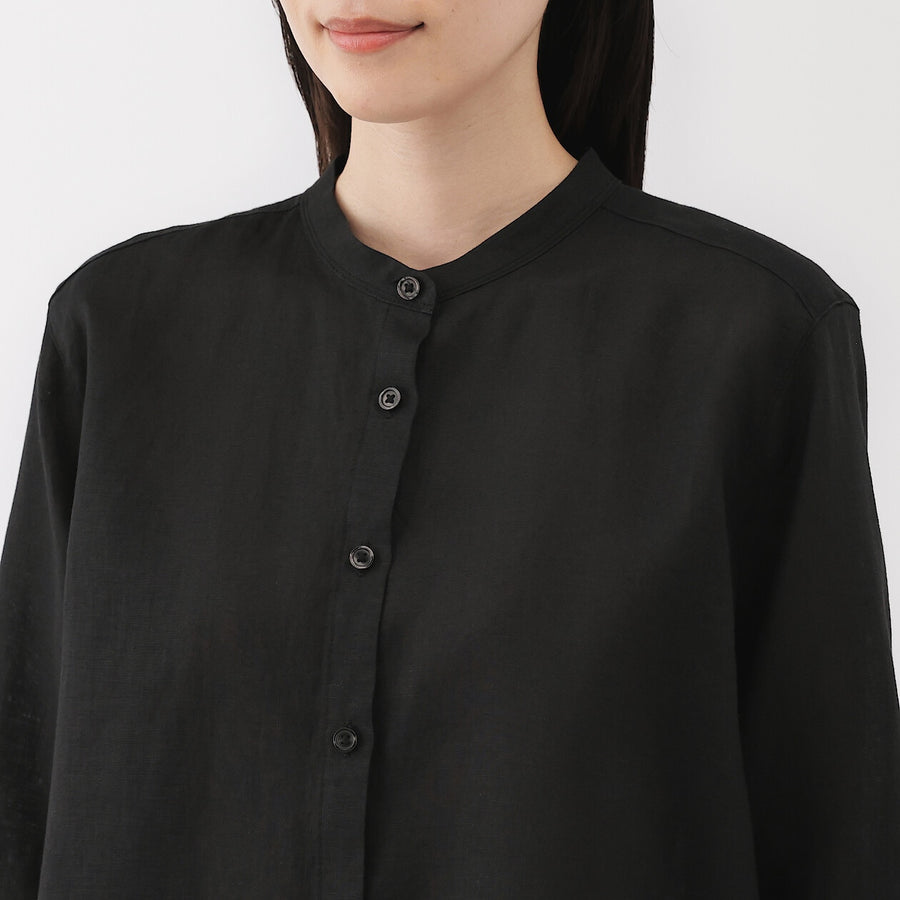 W's Washed linen 3/4 sleeve blouse WhiteXS