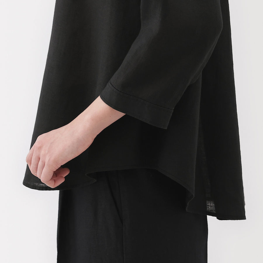 W's Washed linen 3/4 sleeve blouse WhiteXS