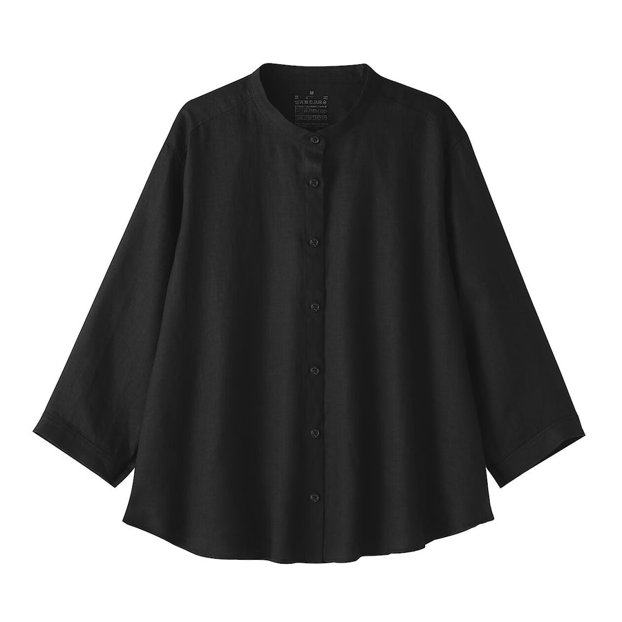 W's Washed linen 3/4 sleeve blouse WhiteXS