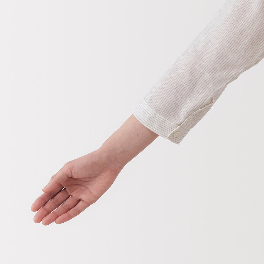 W's Washed linen 3/4 sleeve blouse WhiteXS