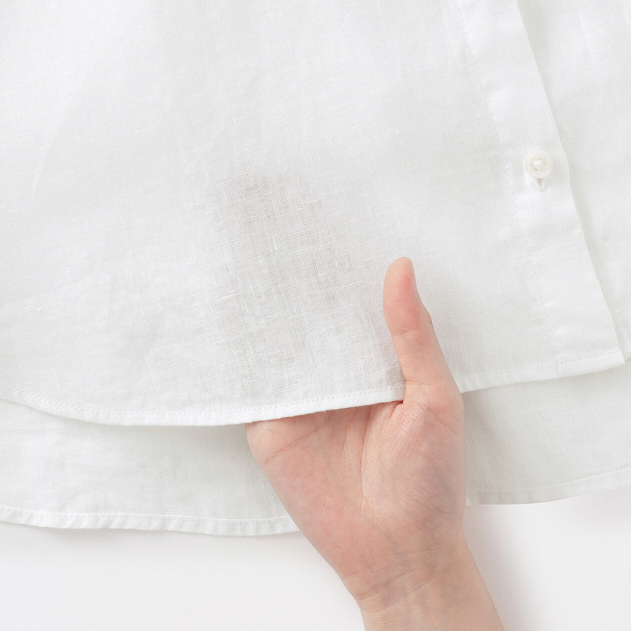 W's Washed linen 3/4 sleeve blouse WhiteXS