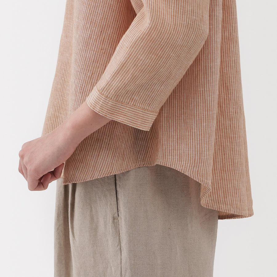 W's Washed linen 3/4 sleeve blouse WhiteXS