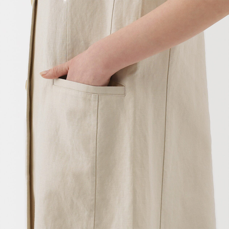 W's Hemp blend twill Long gilet BlackXS
