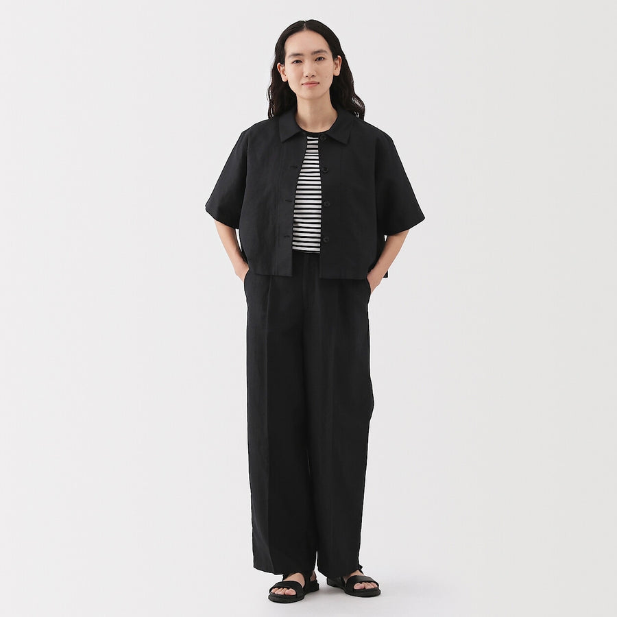 W's Hemp blend twill S/S shirt BlackXS