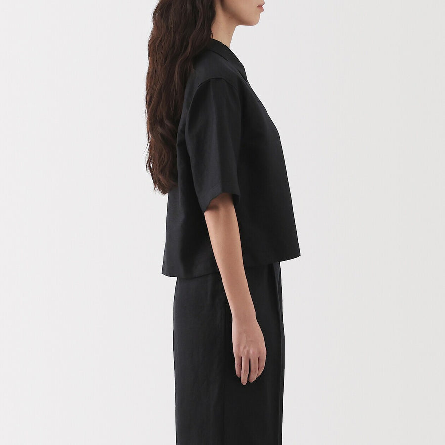 W's Hemp blend twill S/S shirt BlackXS