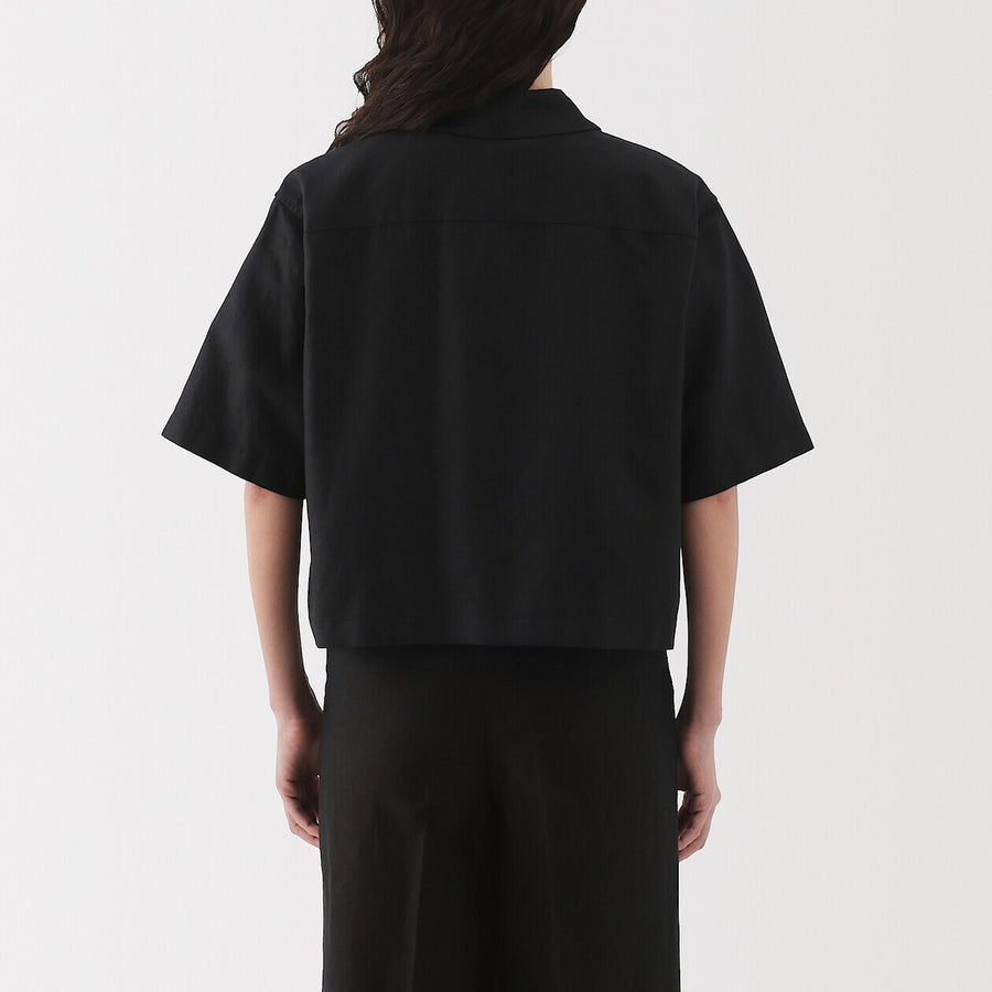 W's Hemp blend twill S/S shirt BlackXS