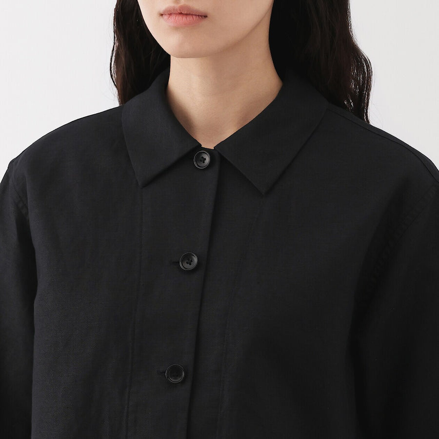 W's Hemp blend twill S/S shirt BlackXS