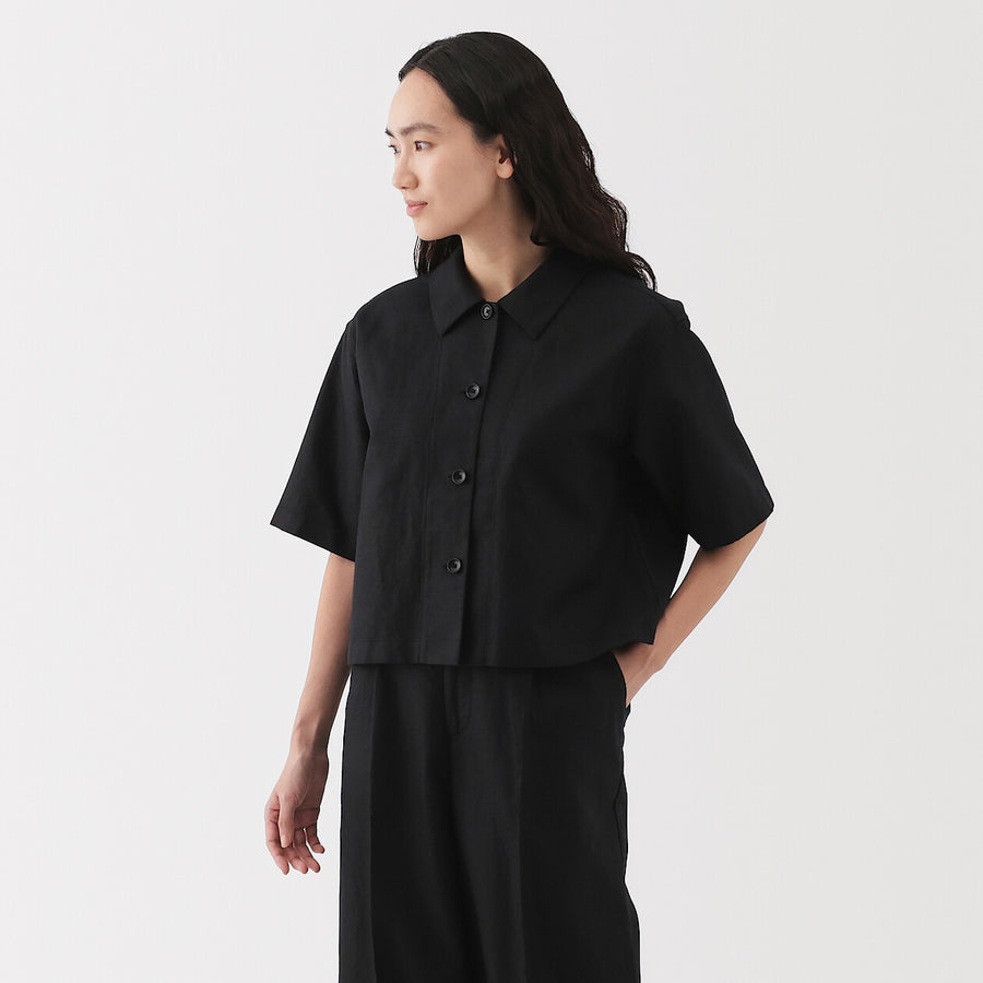 W's Hemp blend twill S/S shirt BlackXS