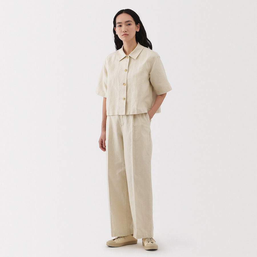 W's Hemp blend twill S/S shirt BlackXS
