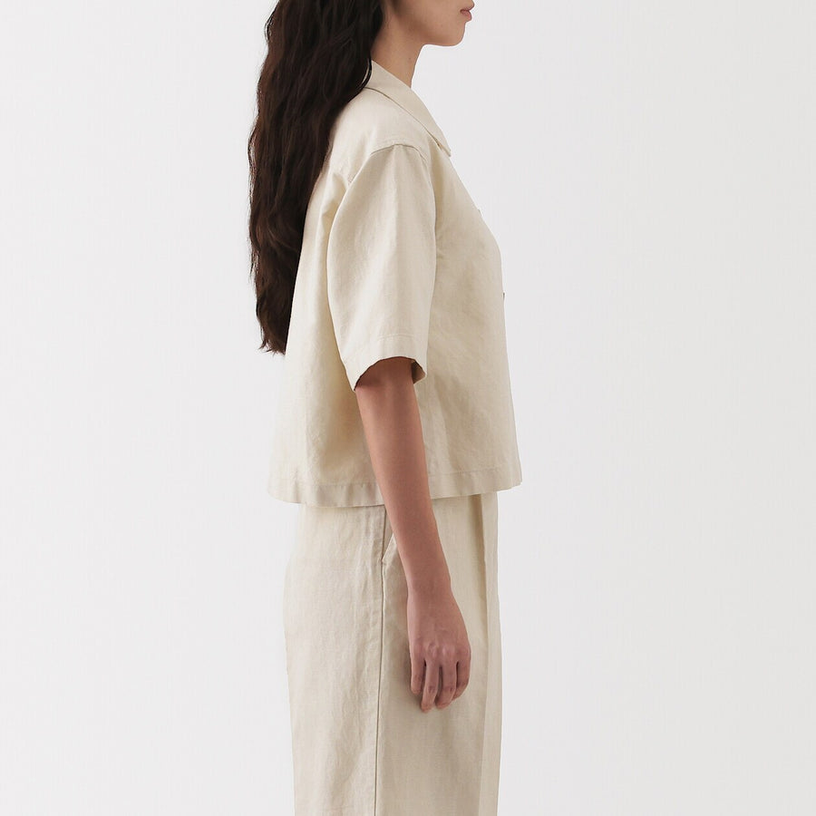 W's Hemp blend twill S/S shirt BlackXS