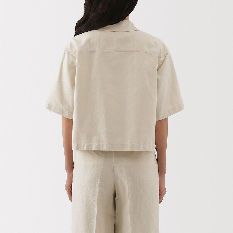 W's Hemp blend twill S/S shirt BlackXS