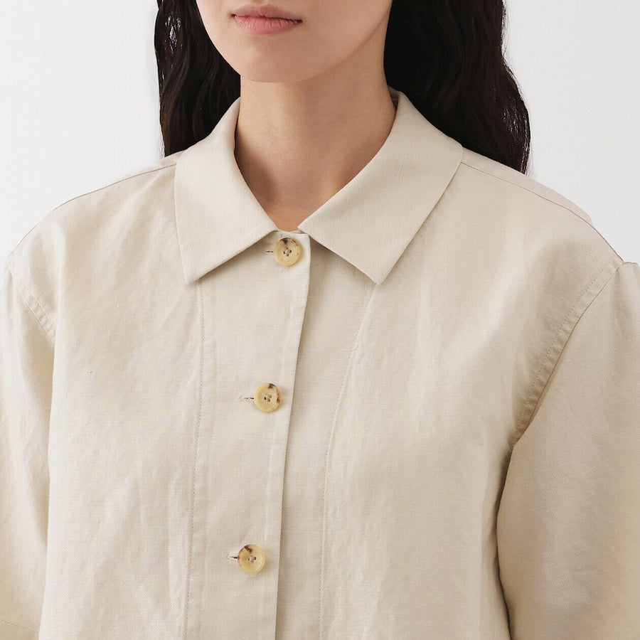 W's Hemp blend twill S/S shirt BlackXS