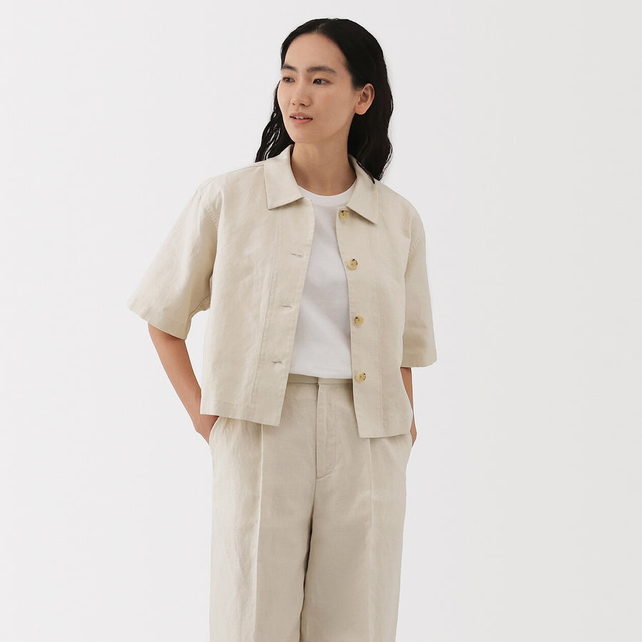 W's Hemp blend twill S/S shirt BlackXS