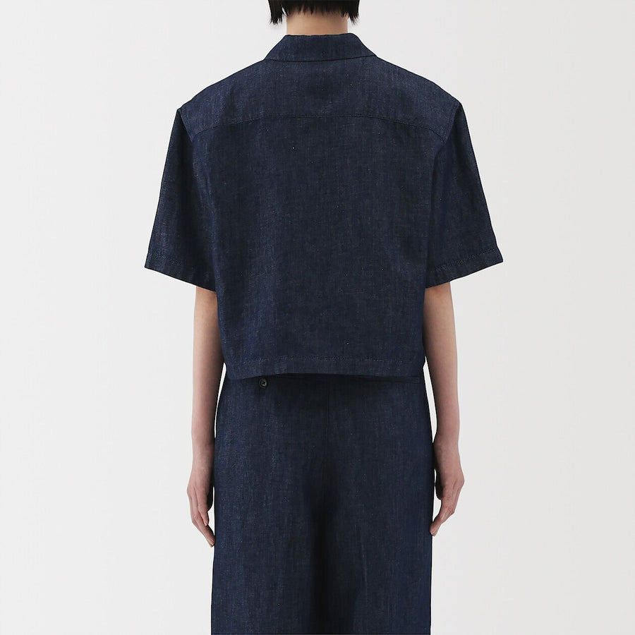 W's Hemp blend denim S/S shirt NavyXS