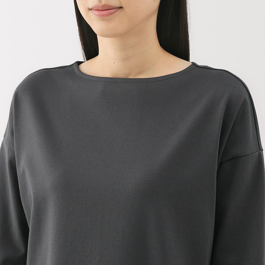 W's Double knitted 3/4 sleeve dress Charcoal greyXS