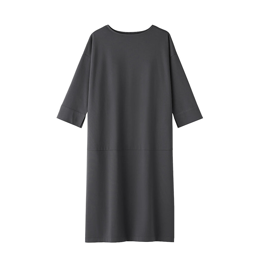 W's Double knitted 3/4 sleeve dress Charcoal greyXS